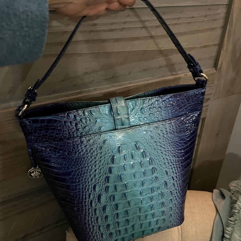 Elegant Brahmin Blue Crocodile-Embossed Women Bag - Picture 2 of 12